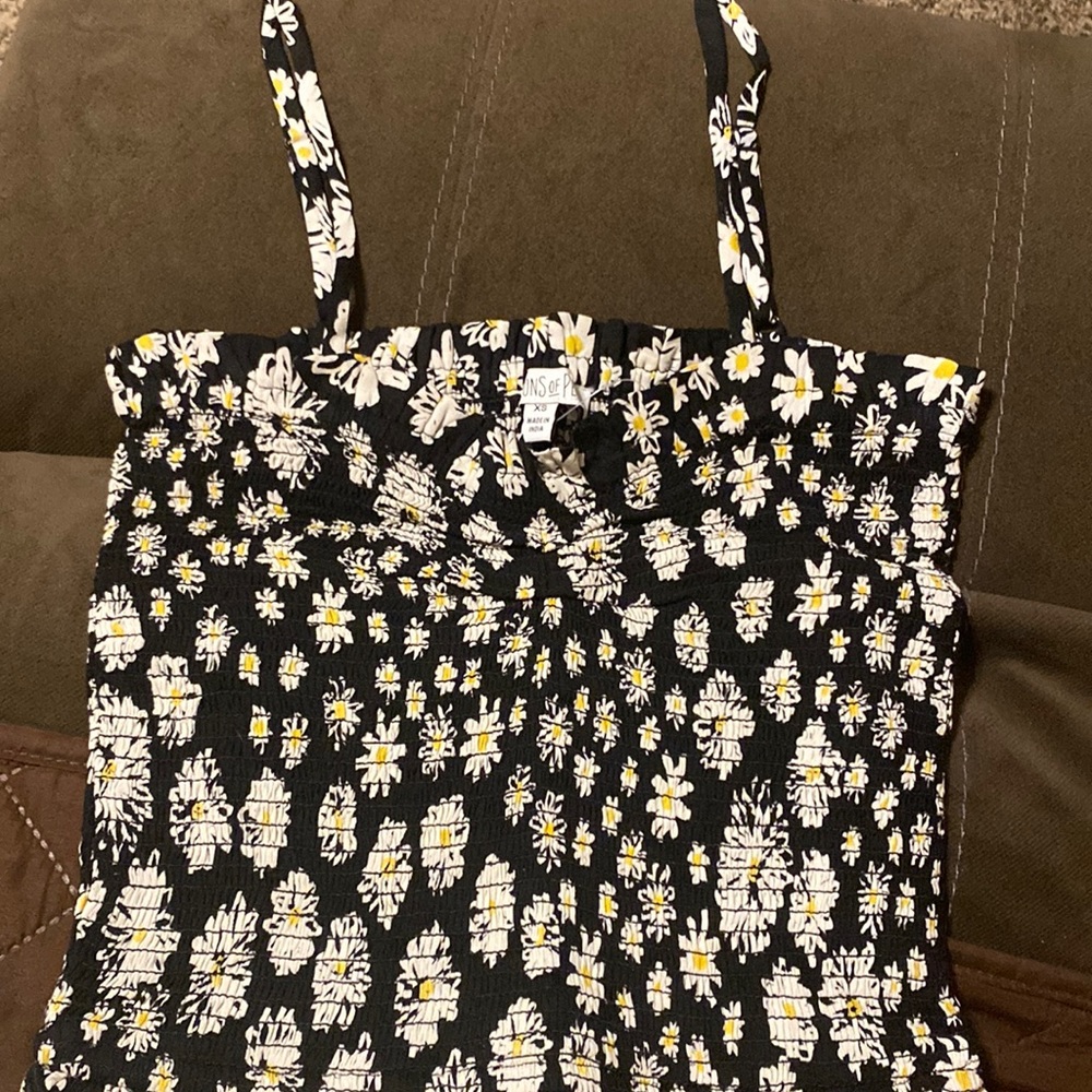 Black tank top with flowers
